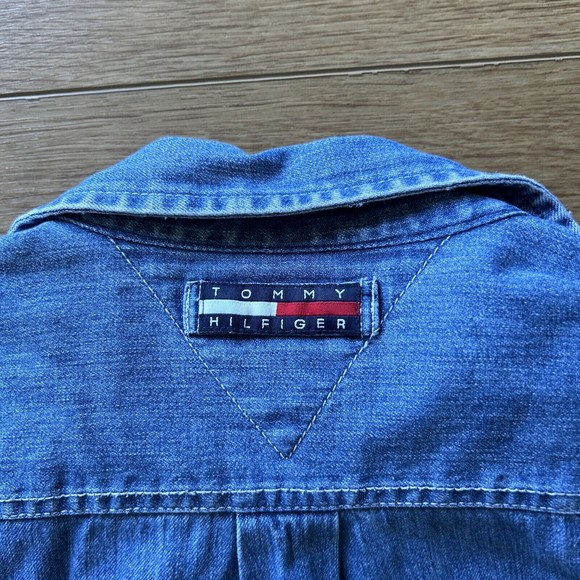 Tommy Jeans Hilfiger Long Sleeve Button Up Blue Denim Pocket Men’s M Classic - Picture 11 of 11